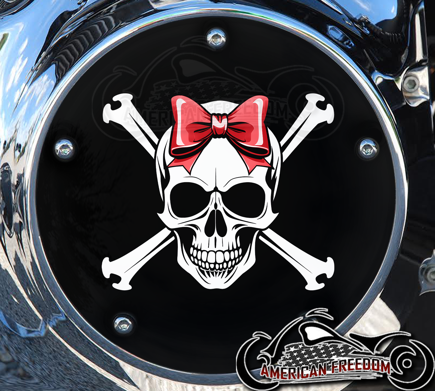 Custom Derby Cover - Ribbon Skull Red